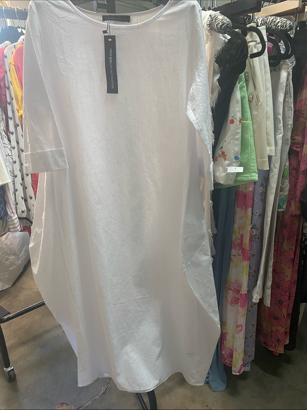 NWT Oversized White Linen Tunic Dress S